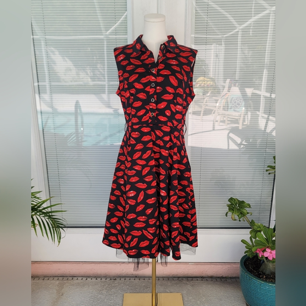 Hearts & Roses Sweet Kisses Pinup Retro Swing Dress In Black